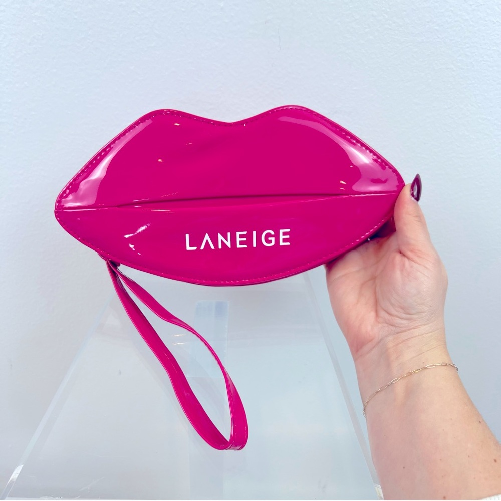 Laneige Hot Pink Patent Leather Lips Wristlet